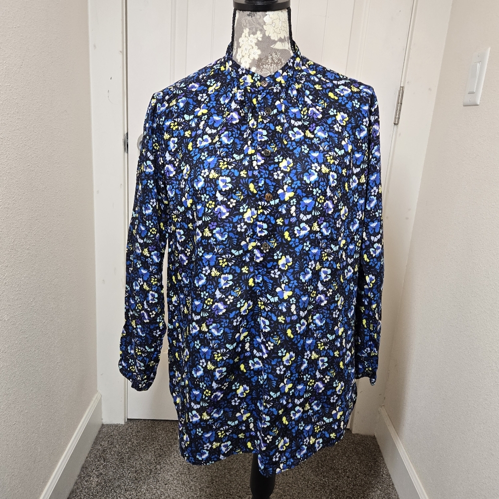 Zucca Japan Popover Tunic Top Pansy Floral Print Women's Size Medium